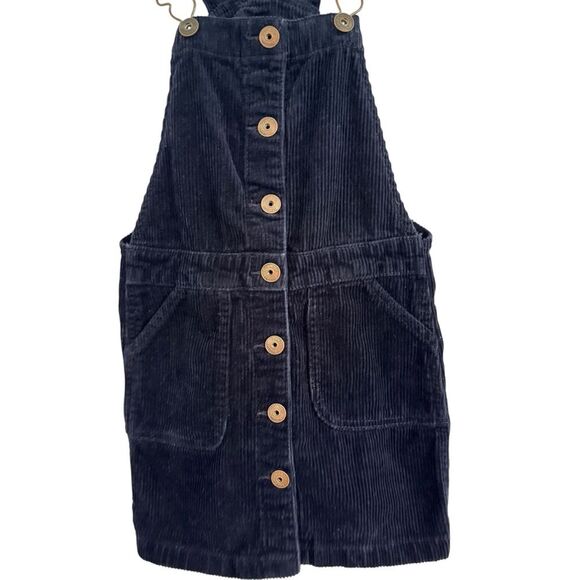 Oshkosh Girl's Size 6 Blue Navy Corduroy Overall Dress Snap Front - Picture 3 of 7